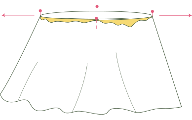 Unir los 4 cuartos y estirar para coser